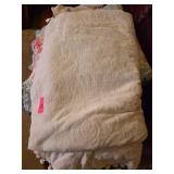 White Textured Blanket with Pom-Pom Trim