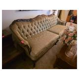 Tufted Sofa and Chair with Floral Upholstery