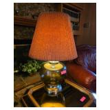 2pc Glass Table Lamps With Pleated Shades