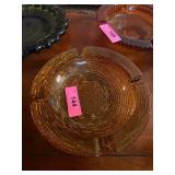 Amber Glass Bowl with Textured Design