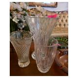 Three Cut Glass Decorative Vases