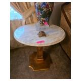 Marble Top Table With Gold Pedestal Base