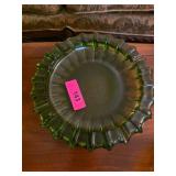 Green Glass Fluted-Edge Bowl