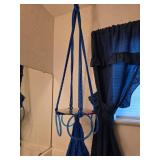 Blue Macrame Hanging Plant Holder
