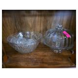 Crystal Bowl and Glass Covered Cake Stand
