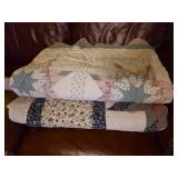 Two Floral Patchwork Quilts