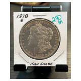 1878-S Morgan Silver Dollar in Display Holder