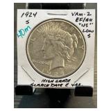 1924-S Peace Dollar VAM-2 EF/AU Low S