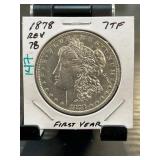 1878 Morgan Silver Dollar, 7TF Reverse 78