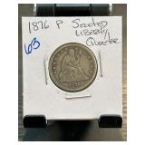 1876 P Seated Liberty Quarter