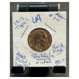1913 Type 1 Buffalo Nickel Gold Plated