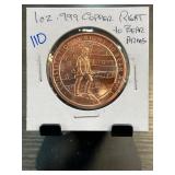 1 oz .999 Copper Round with Second Amendment Desig