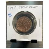 1845 US Large Cent Coin in Holder