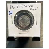 1911 P Barber Dime in Holder