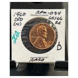 1960-D/D Lincoln Cent RPM-034 DDO Variety