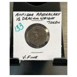 Antique Apothecary Half Drachm Token