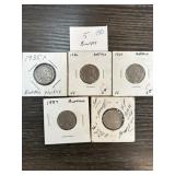 5 Buffalo Nickels, 1934-1937