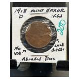 1918 D Lincoln Cent Mint Error