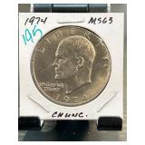 1974 Eisenhower Dollar Coin in MS63 Condition