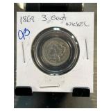 1869 Three-Cent Nickel Coin