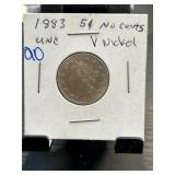 1883 Liberty Head V Nickel No Cents