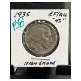 1935 Buffalo Nickel EF/AU Grade