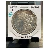 1890-S Morgan Silver Dollar in High Grade