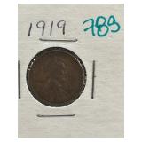 1919 Lincoln Wheat Penny in Card Holder