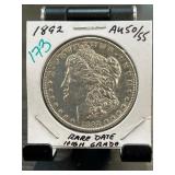 1892 Morgan Silver Dollar AU50/55