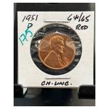 1951-D Lincoln Wheat Cent, CH. UNC, Red