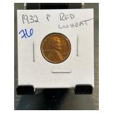 1932 P Red Wheat Penny in Holder