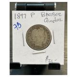 1897 P Barber Quarter in Display Holder