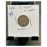 1865 United States Three-Cent Nickel Coin