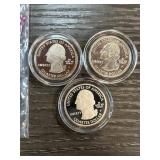 Three U.S. Proof Quarter Dollar Coins