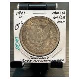 1921 Morgan Silver Dollar VAM 1N Unicorn D