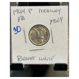 1944 P Mercury Dime MS64 Graded Coin