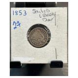 1853 Seated Liberty Dime in Holder
