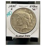 1935-S Peace Dollar in EF/AU Condition