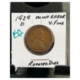 1929-D Lincoln Cent Mint Error Coin