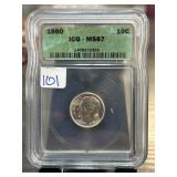 1960 Roosevelt Dime ICG MS67 Grade