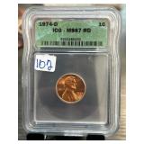 1974-D Lincoln Cent ICG MS67 RD
