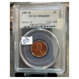 1987-D Lincoln Cent PCGS MS66RD