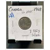 1968 Canada 10-Cent Coin With Silver Marking