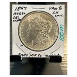 1897 Morgan Silver Dollar VAM 8 MS63+