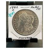 1882-O Morgan Silver Dollar AU50/55