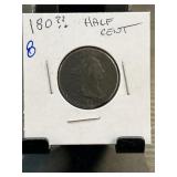 1800s Half Cent Coin in Holder