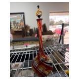 Murano Glass Red and Gold Swirled Decanter