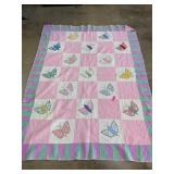 64×81 Butterfly Quilt with Pink and Pastel Colors