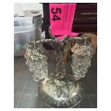 Grape Motif Metal and Crystal Salt and Pepper Shak