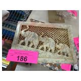 Carved Stone Box with Elephant Motif